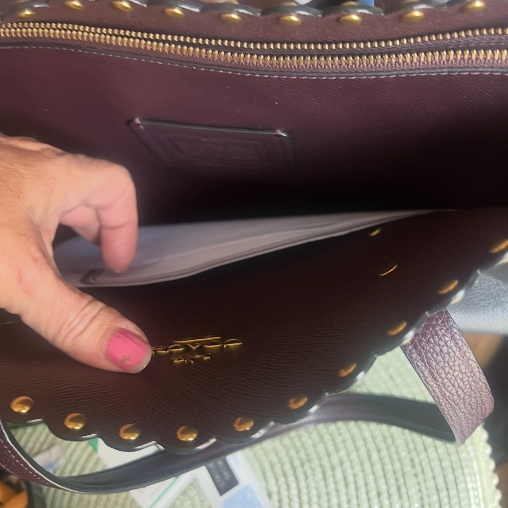 Coach Charlie Carryall Black Tote with Brown Handles and Scalloped  rivets - Picture 14 of 16